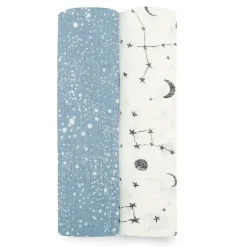 Blankets|Blankets>Aden + Anais Essentials Silky Soft Muslin Swaddles 2 Pack - Cosmic galaxy