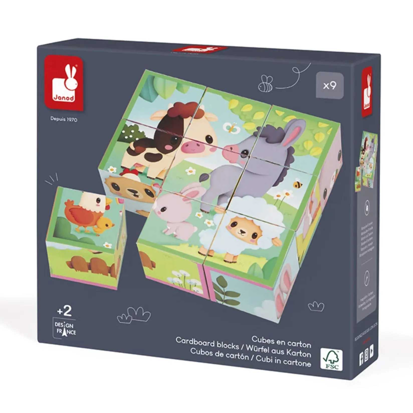 Puzzles>Janod Farm Animal Cubes