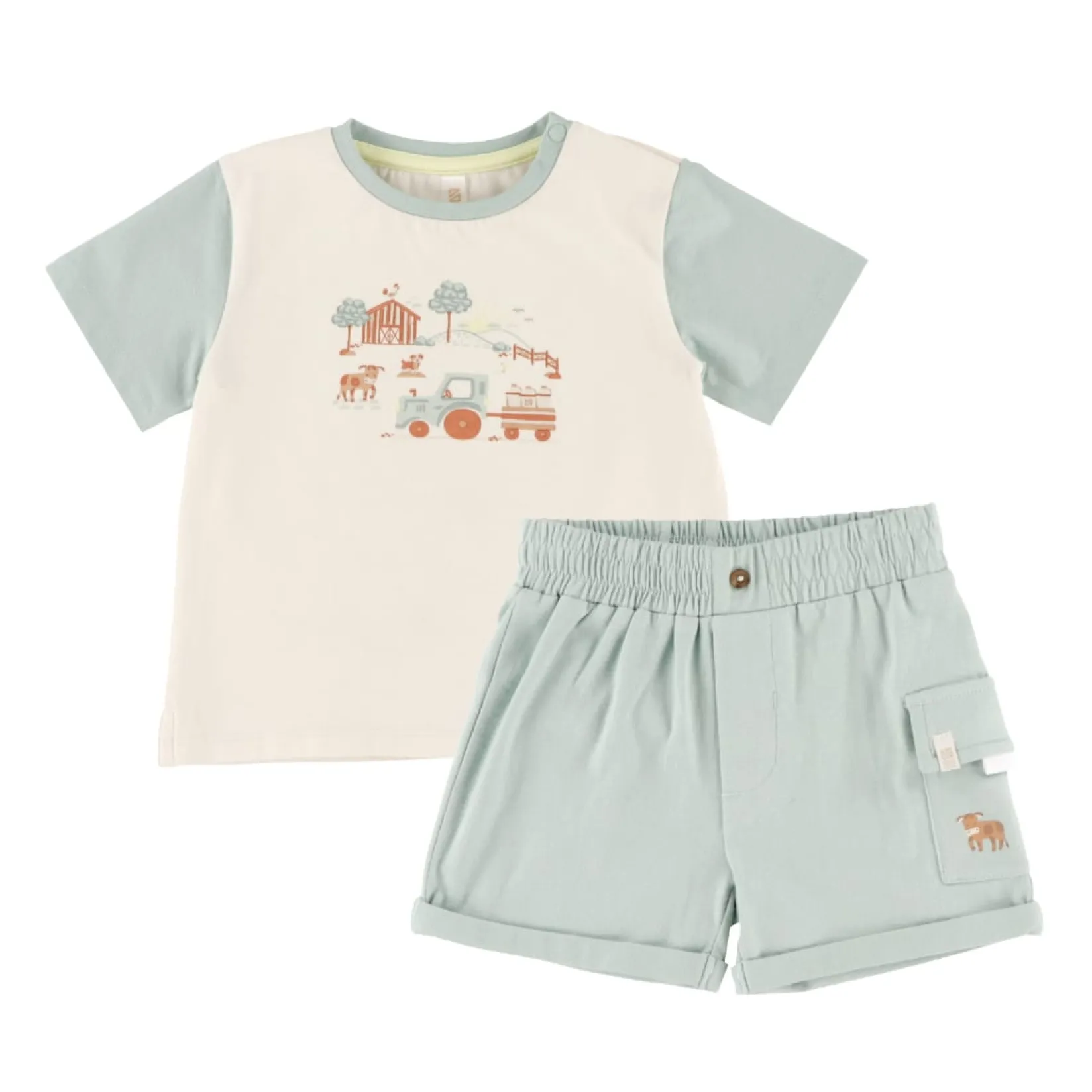 Outfit Sets>Nano Farm Pocket Short Set 6-24m Mint