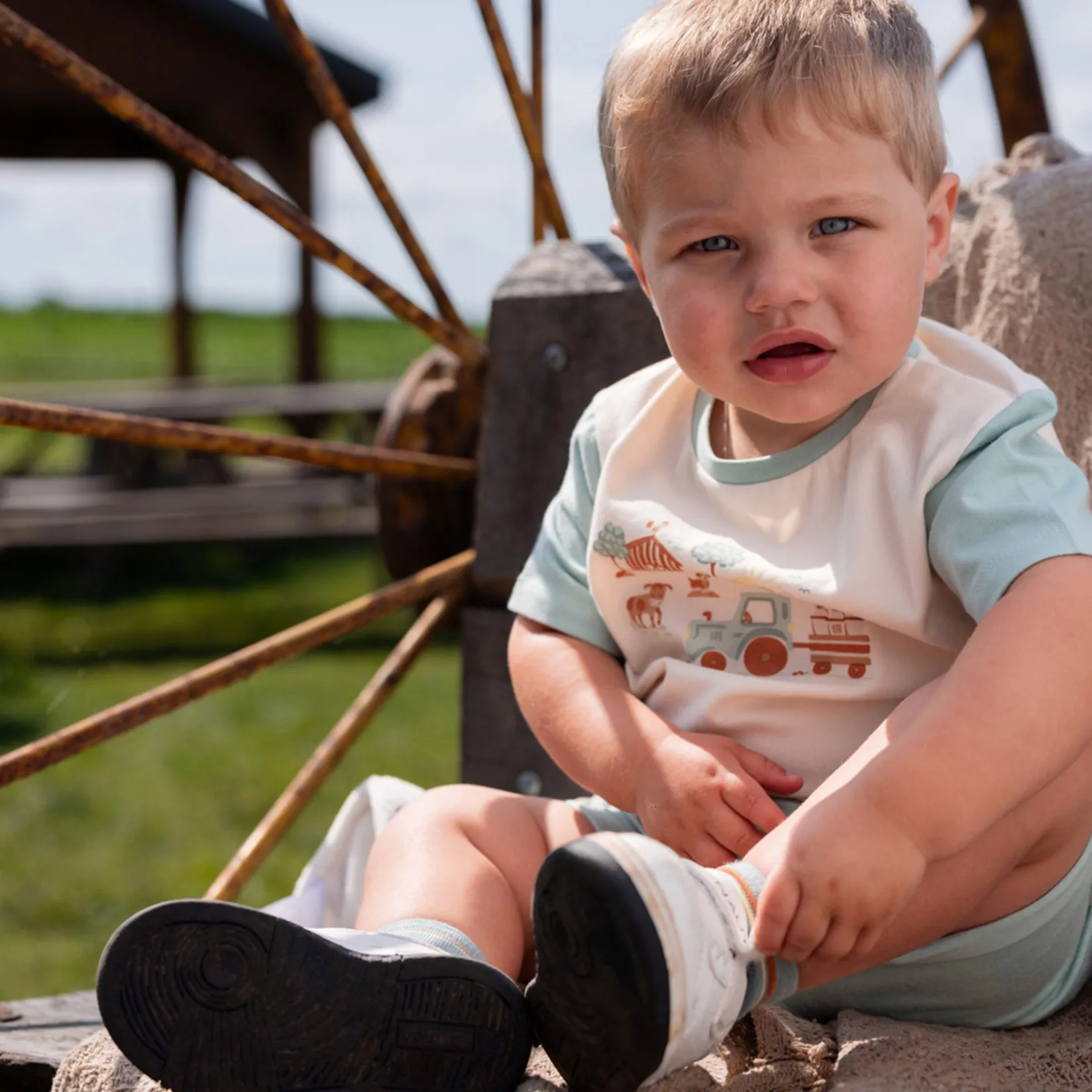Outfit Sets>Nano Farm Pocket Short Set 6-24m Mint