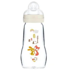 Breastfeeding|Bottles & Nipples>Mam Baby Feel Good Glass Bottle 0+ 6oz