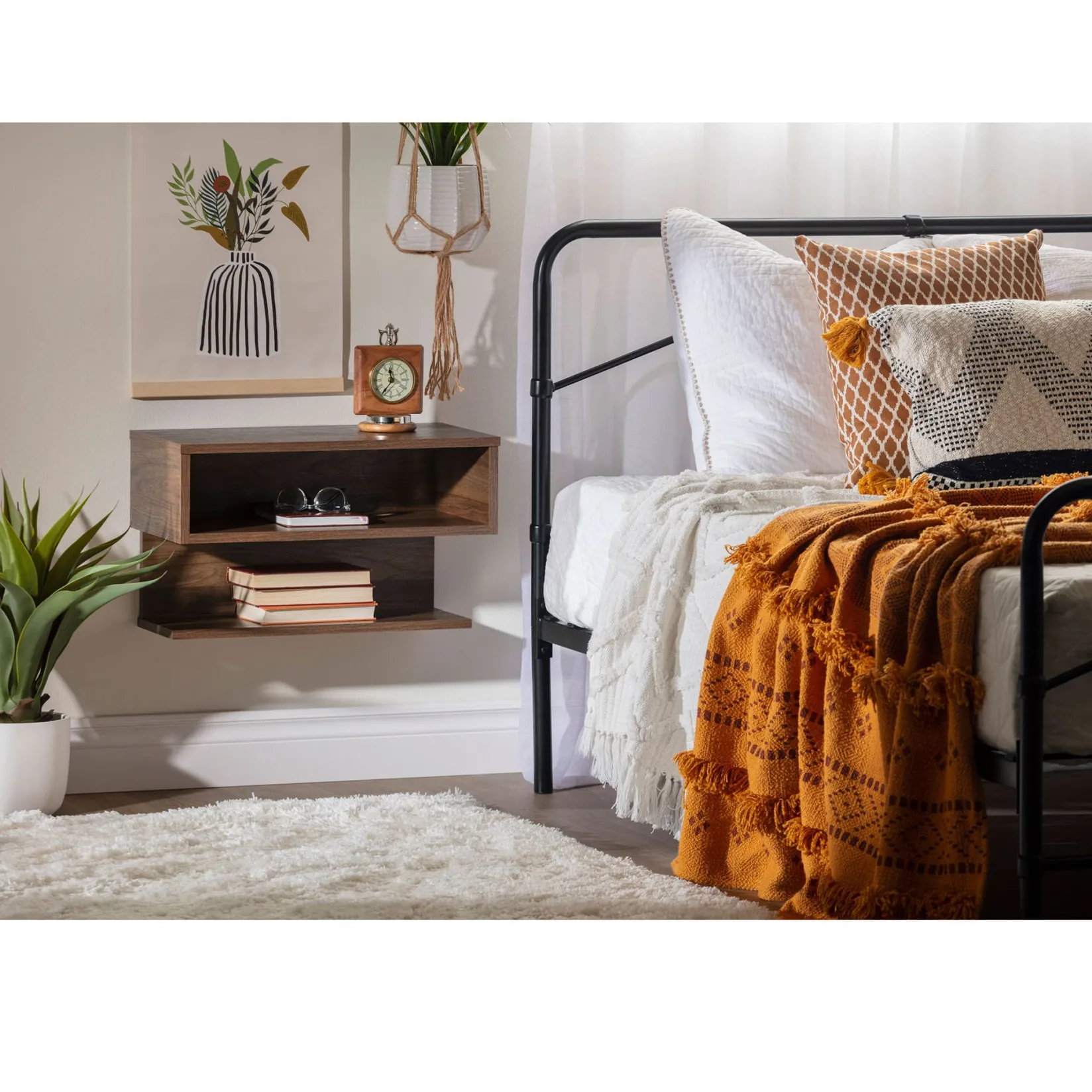 Nightstands>South Shore Floating Nightstand - Sazena Natural Walnut