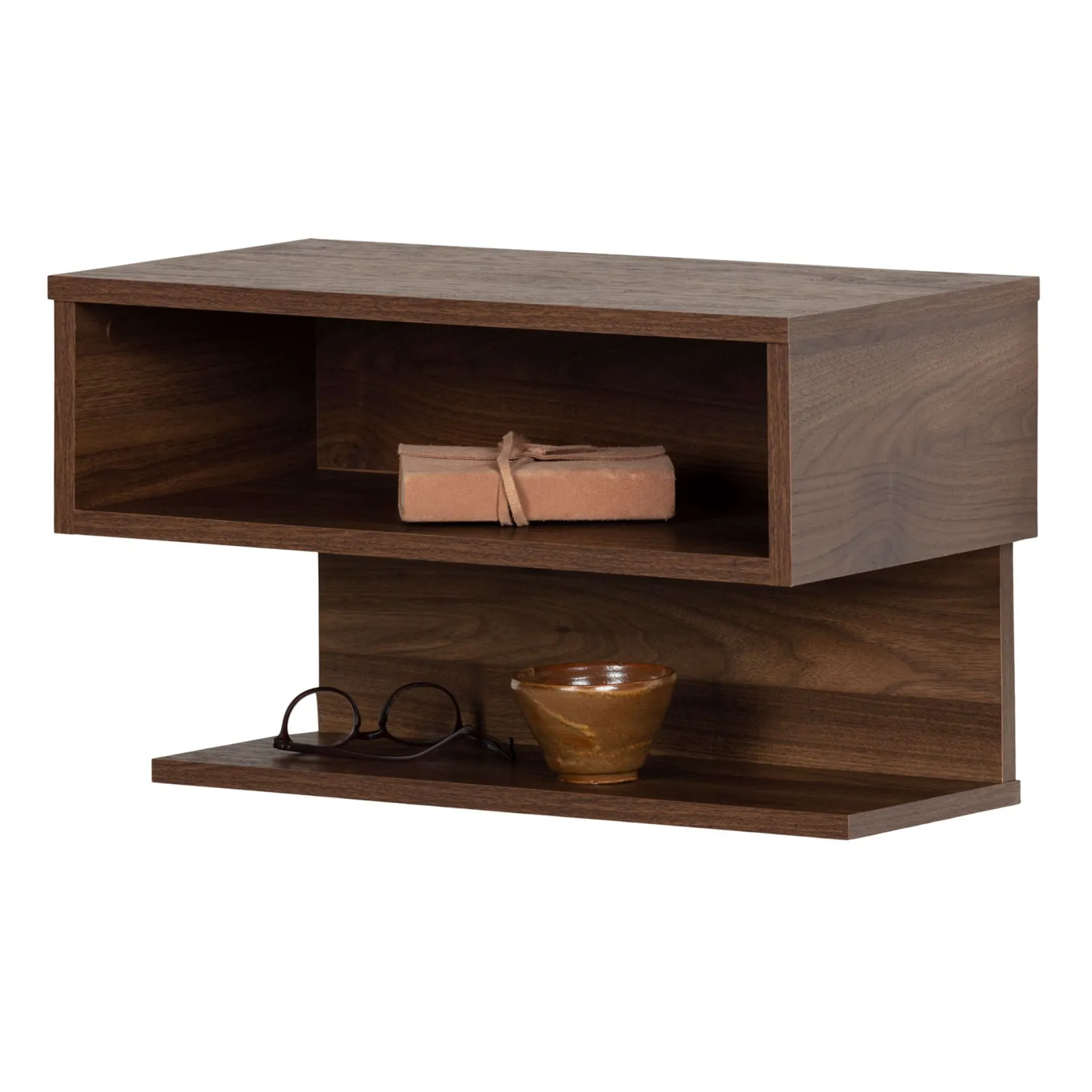 Nightstands>South Shore Floating Nightstand - Sazena Natural Walnut