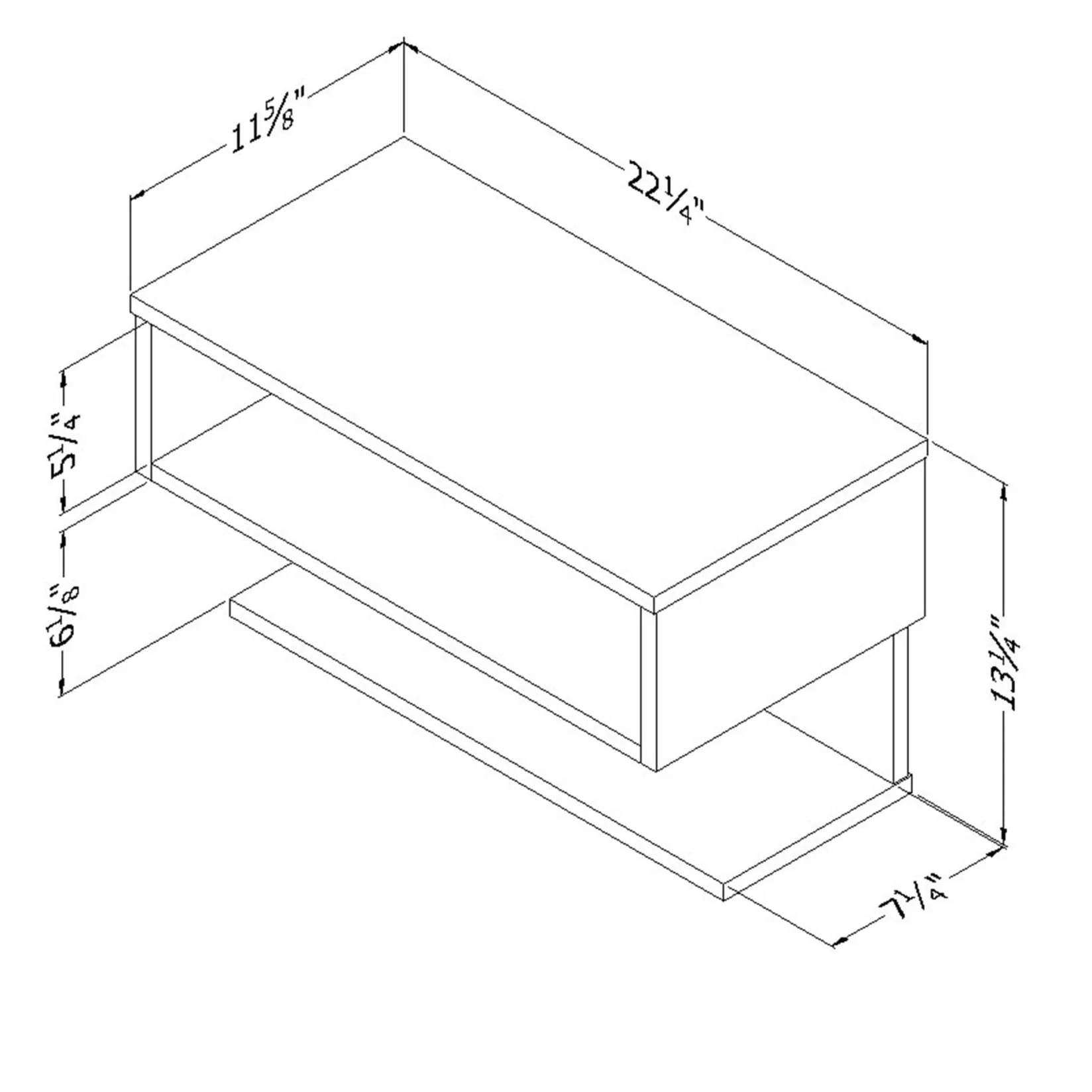 Nightstands>South Shore Floating Nightstand - Sazena Natural Walnut