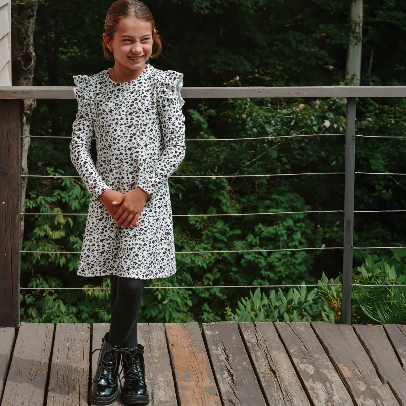 Dresses & Rompers>Look Floral AOP Romance Dress 7-14 Ivory