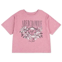 Tops>Abercrombie Kids Floral Ny Crest T-shirt 5-18 Pink