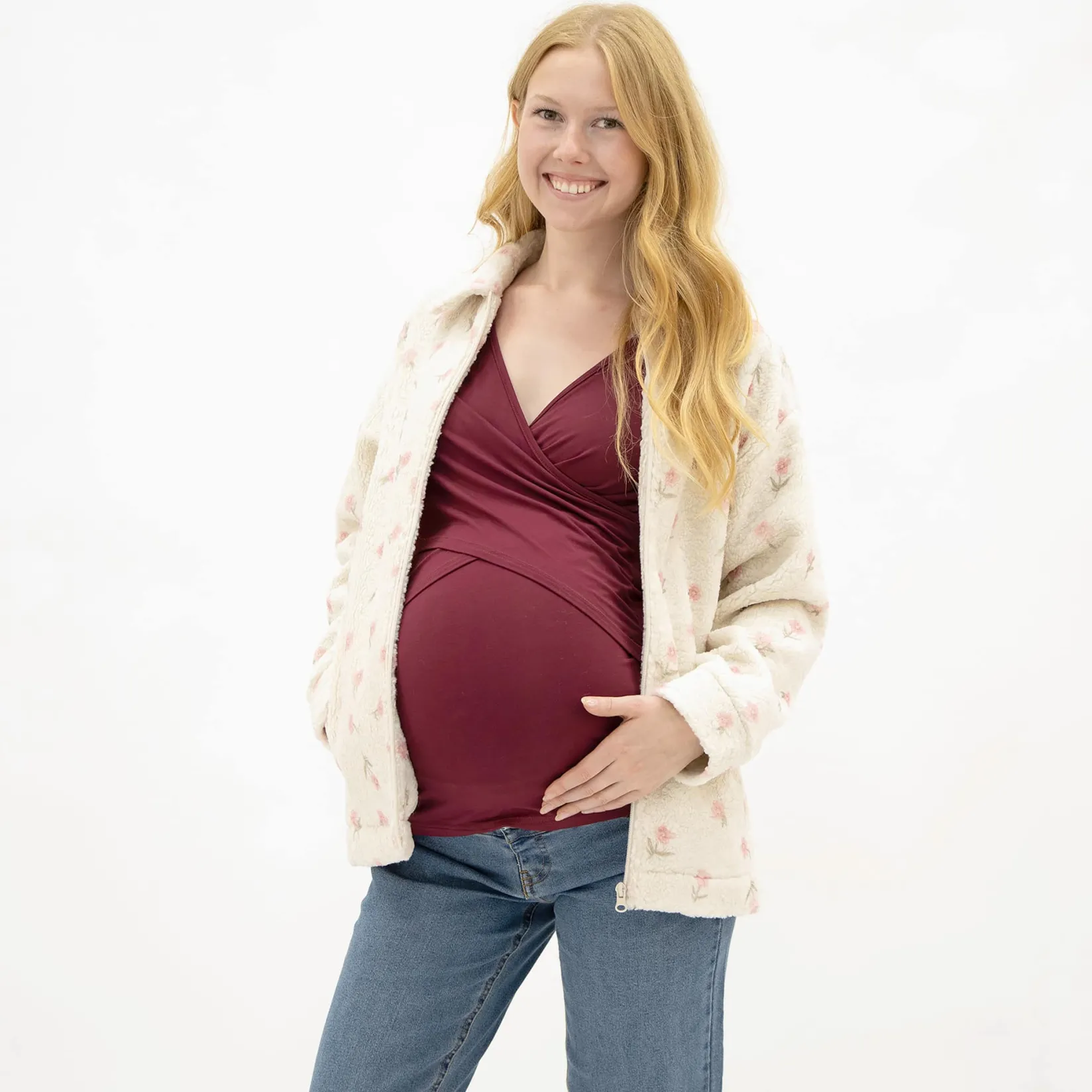 Outlet Floral Sherpa Jacket Tops