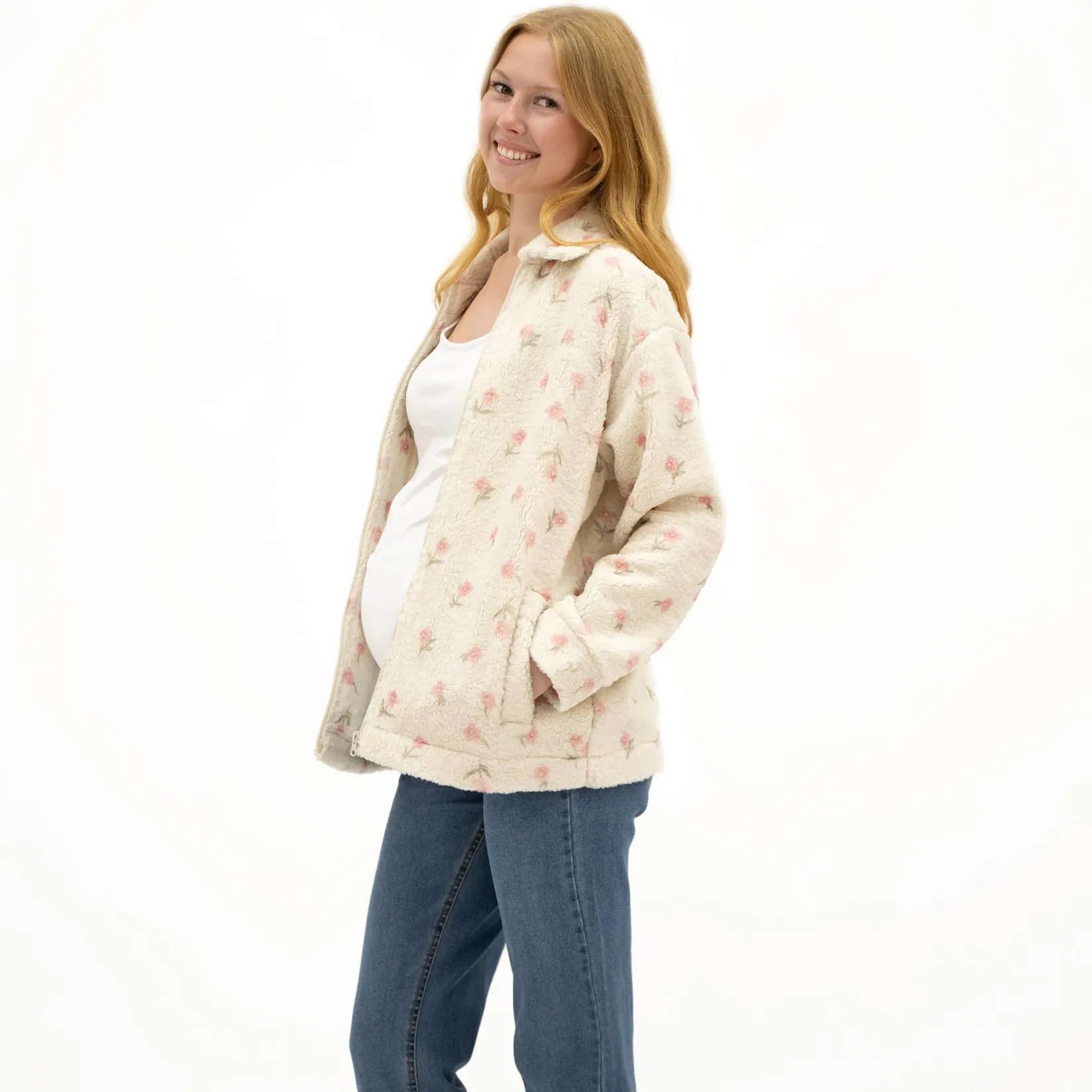 Outlet Floral Sherpa Jacket Tops