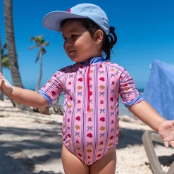 Discount Flower Stripe Uv Swimsuit 2-10 Kids Swimsuits