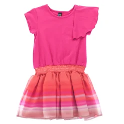 Dresses & Rompers>Nano Flowers Frill Dress 2-12 Fuchsia