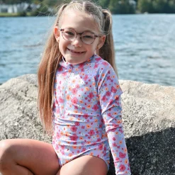 Swimsuits>Look Flowers Long Sleeve Swimsuit 2-14y Lilac