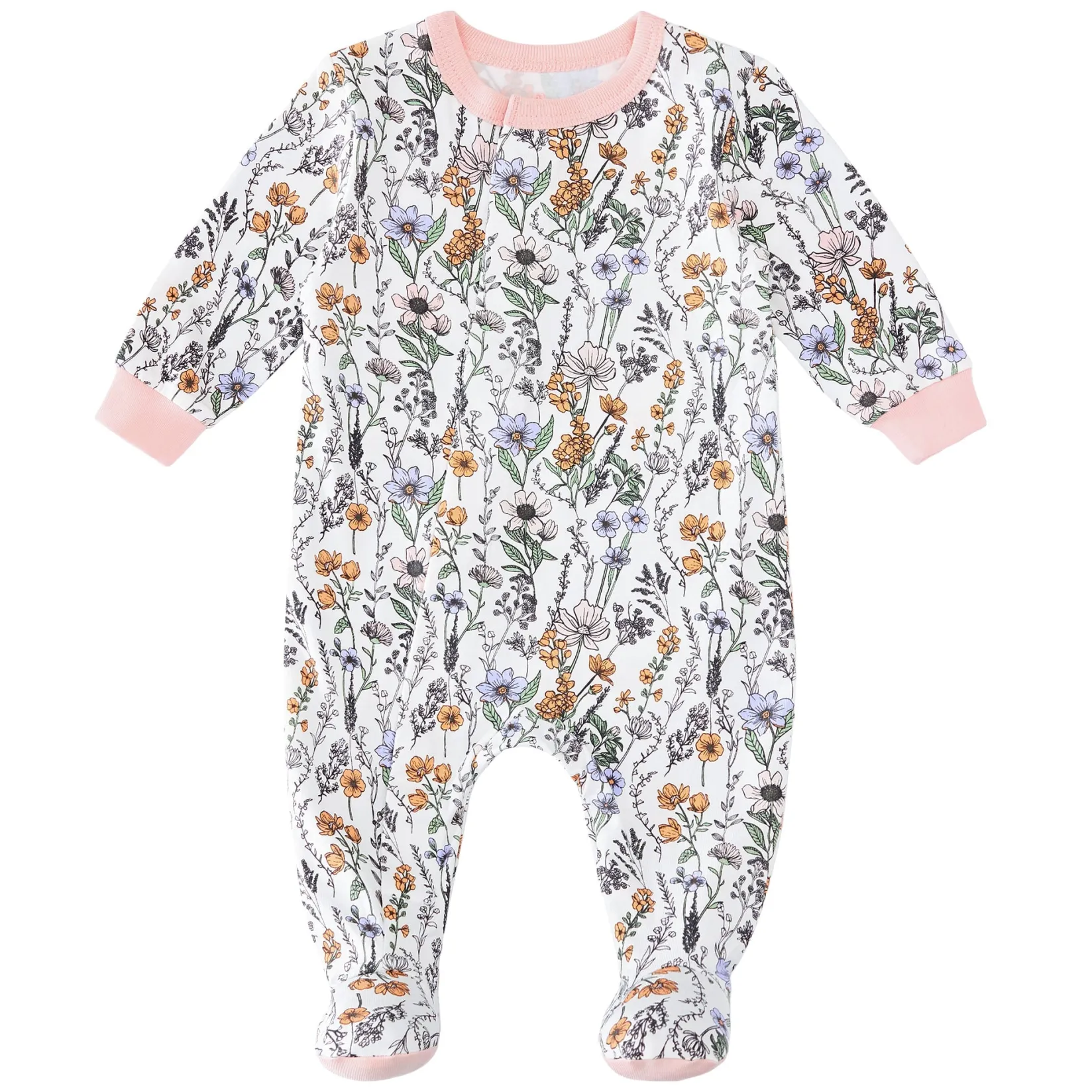 Preemie Clothing|Pajamas>Colle Colle Flowers Magnetic Pajamas P-18m Ivory