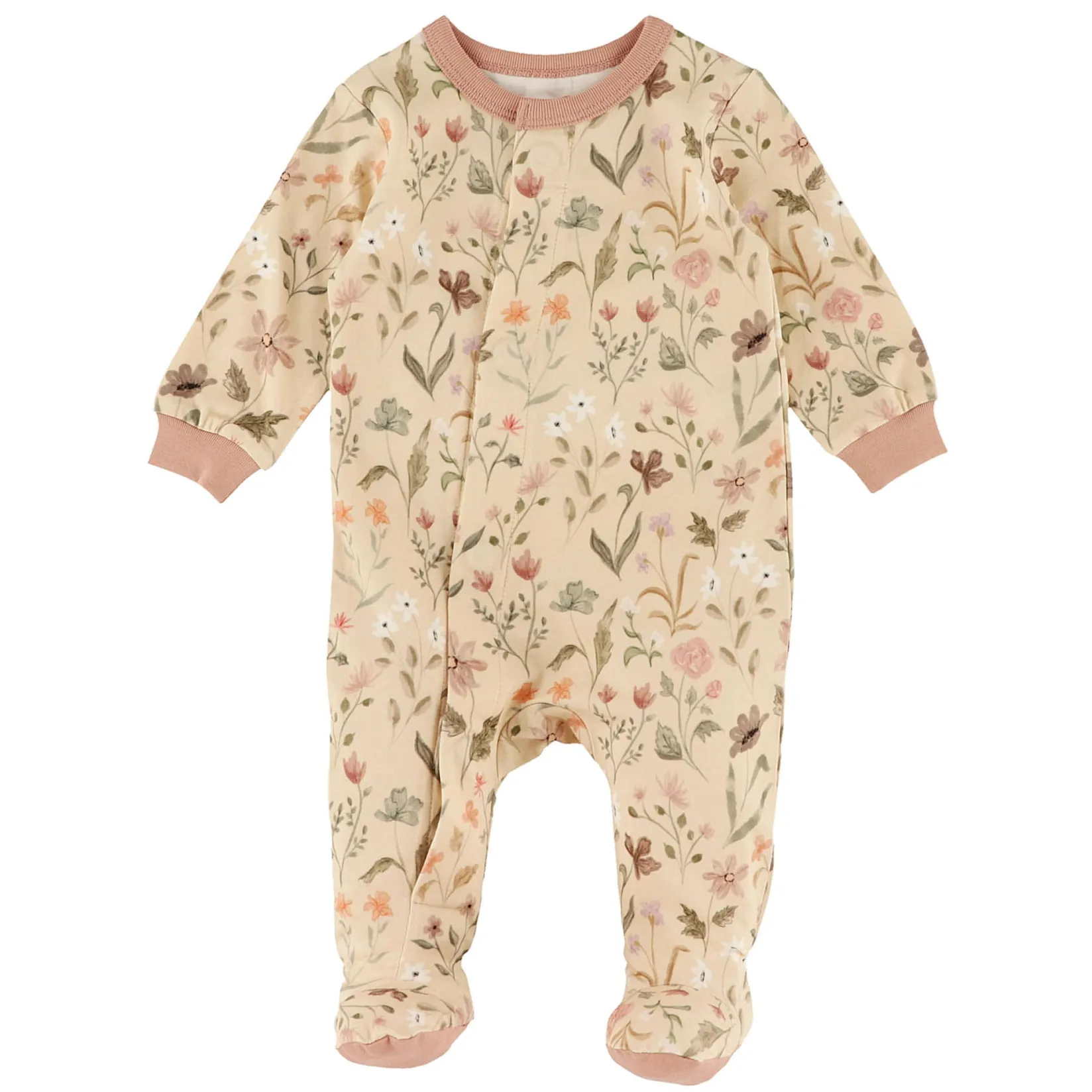 Preemie Clothing|Pajamas>Colle Colle Flowers Magnetic Pajamas P-12m Beige