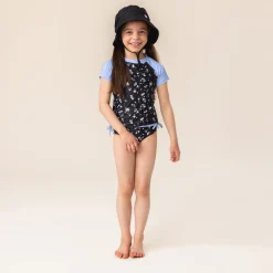 Swimsuits>Nano Flowers 2pc Uv Swimsuit 2-14 Black