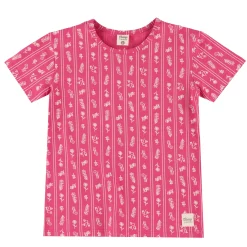 Tops>Camp by Birdz Flowers Stripe T-shirt 2-8y Fuchsia