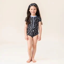 Swimsuits>Nano Flowers Uv Ss Swimsuit 2-14 Black