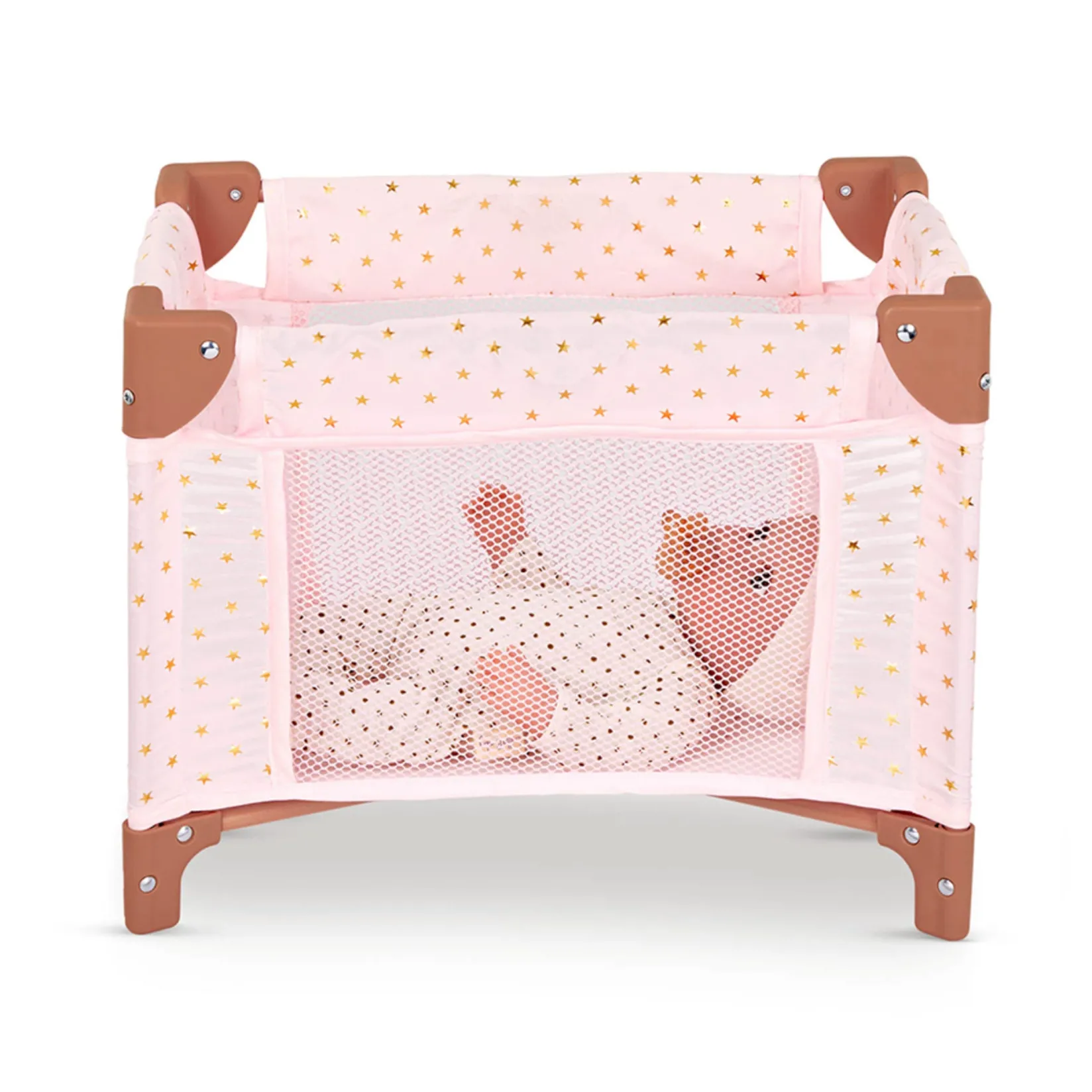Dolls>Babi Folding Playpen for Baby Doll - Pink Stars