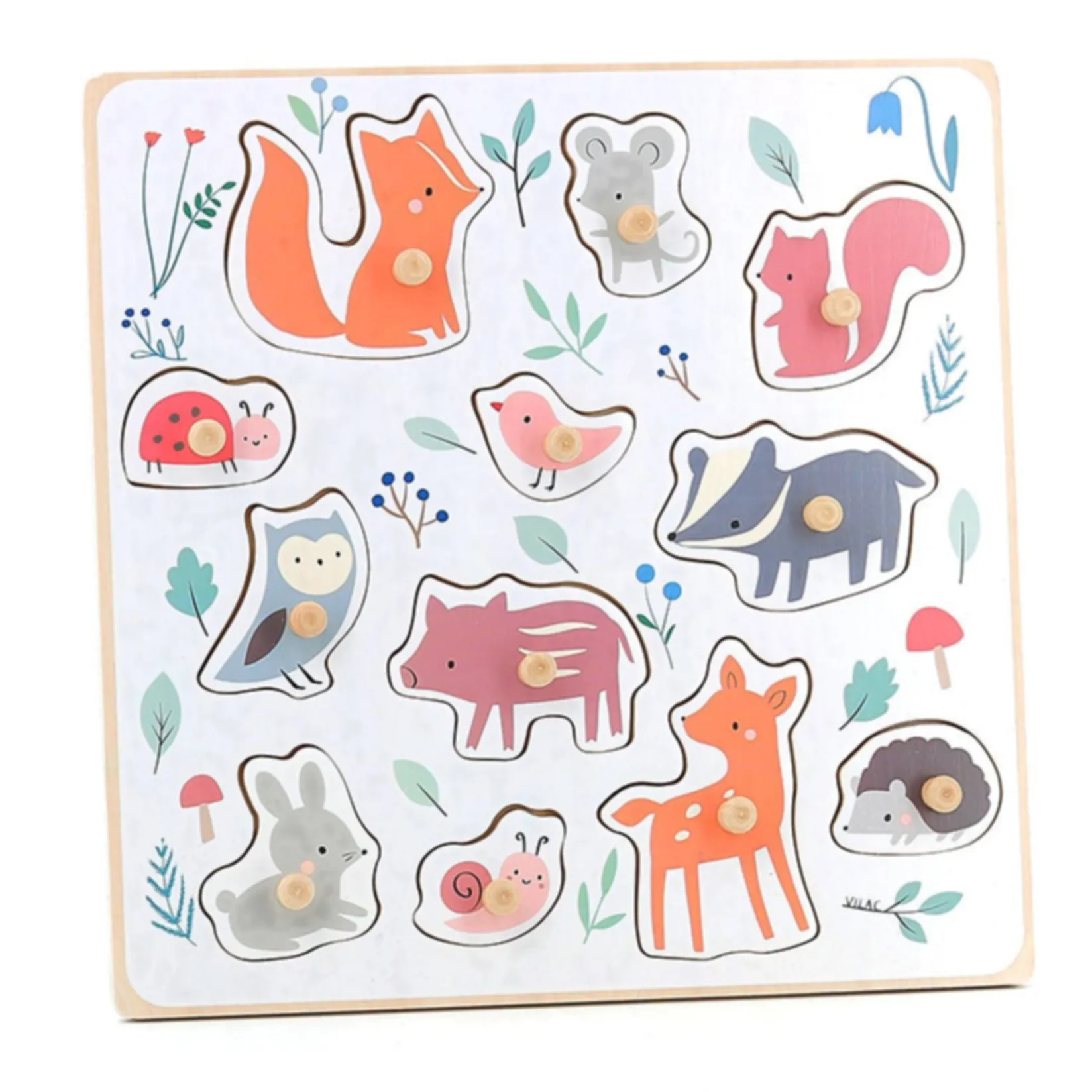 Puzzles>Vilac Forest Animals Peg Puzzle