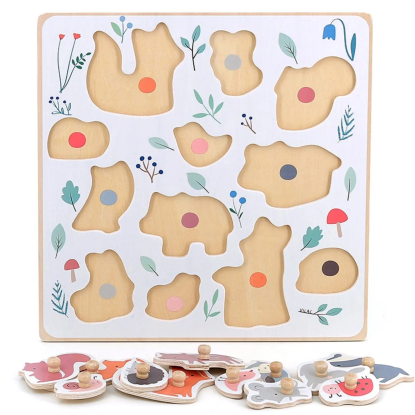 Puzzles>Vilac Forest Animals Peg Puzzle