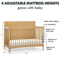 Frem 4-in-1 Convertible Crib - Honey Cribs & Mattresses|Cribs & Mattresses