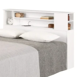 Outlet Fusion Double/Queen Bookcase Headboard - Pure White Twin, Full & Queen Beds