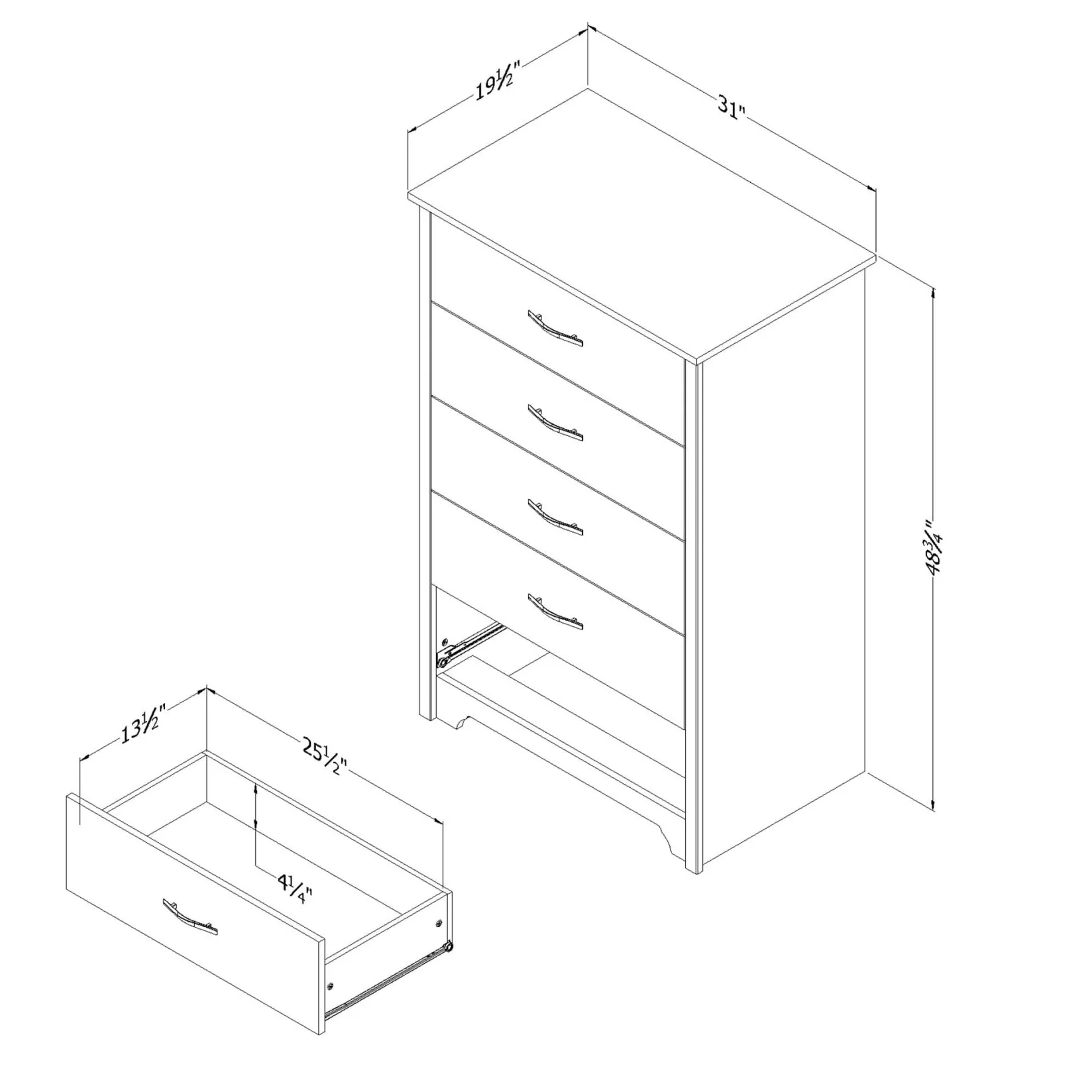 Storage Furniture>South Shore Fusion 5-Drawer Chest - Pure White