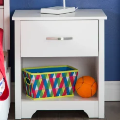 Nightstands>South Shore Fusion 1-Drawer Nightstand with Storage - Pure White