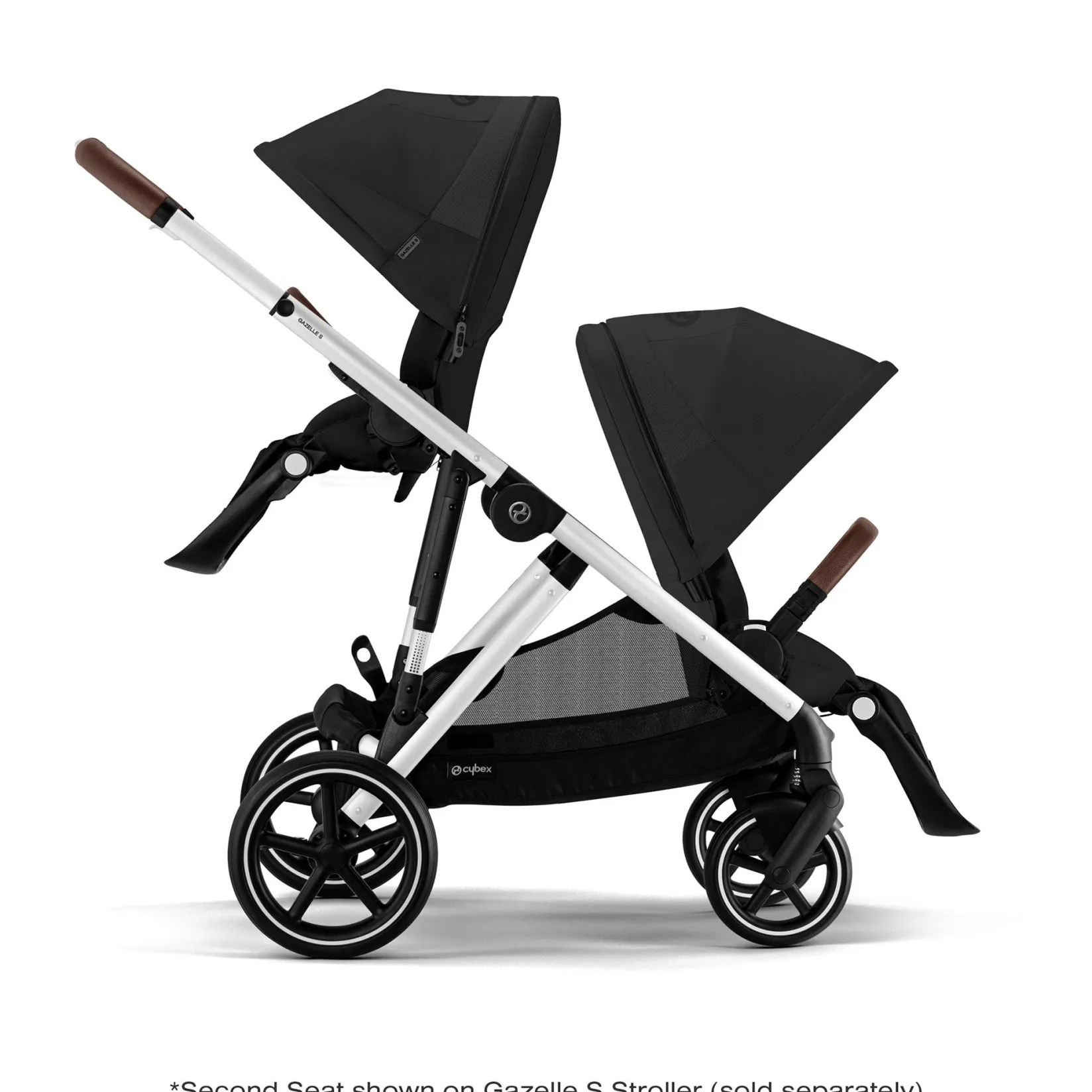 Strollers|Strollers & Trailers>Cybex Gazelle S Second Seat – Moon Black with Brown Bumper Bar