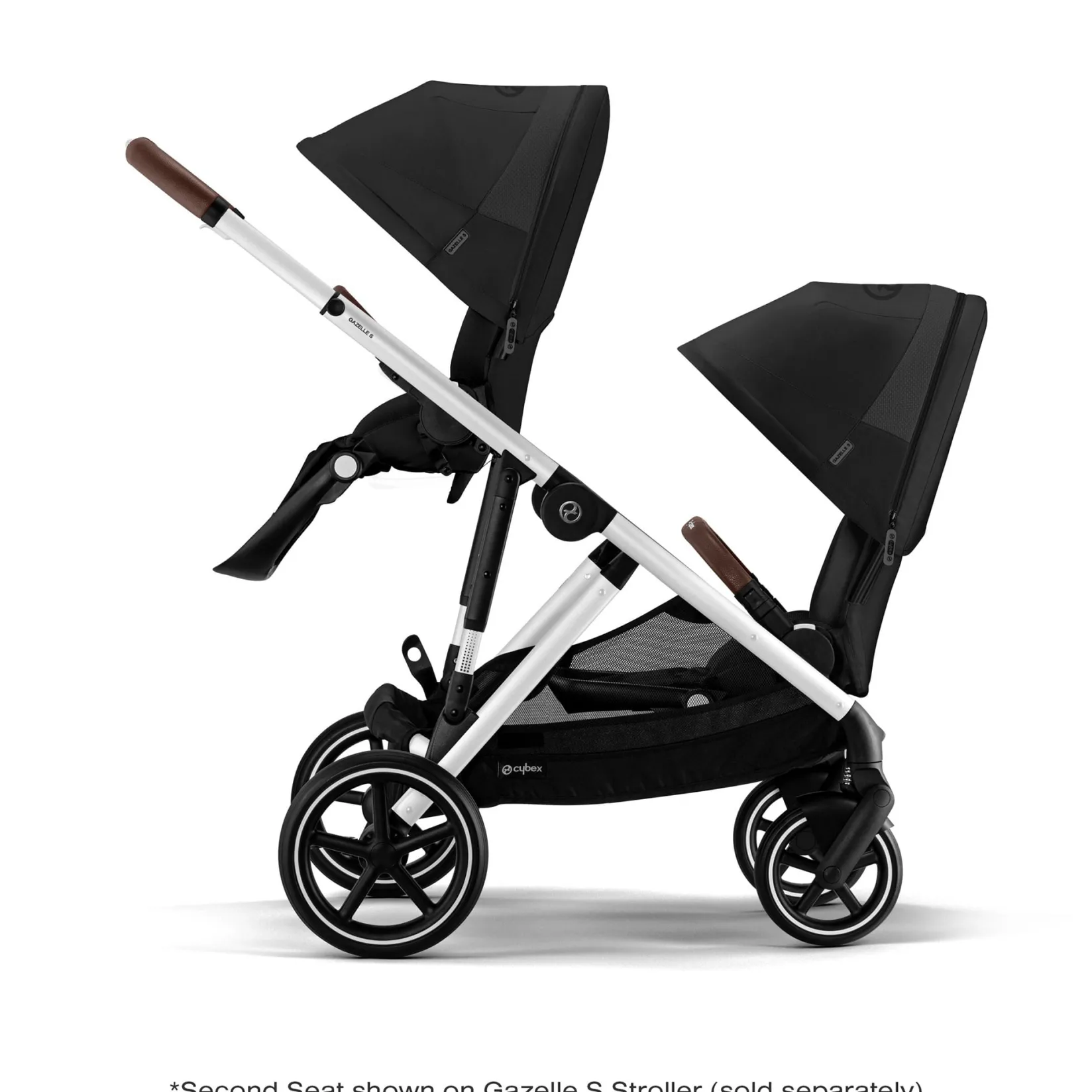Strollers|Strollers & Trailers>Cybex Gazelle S Second Seat – Moon Black with Brown Bumper Bar
