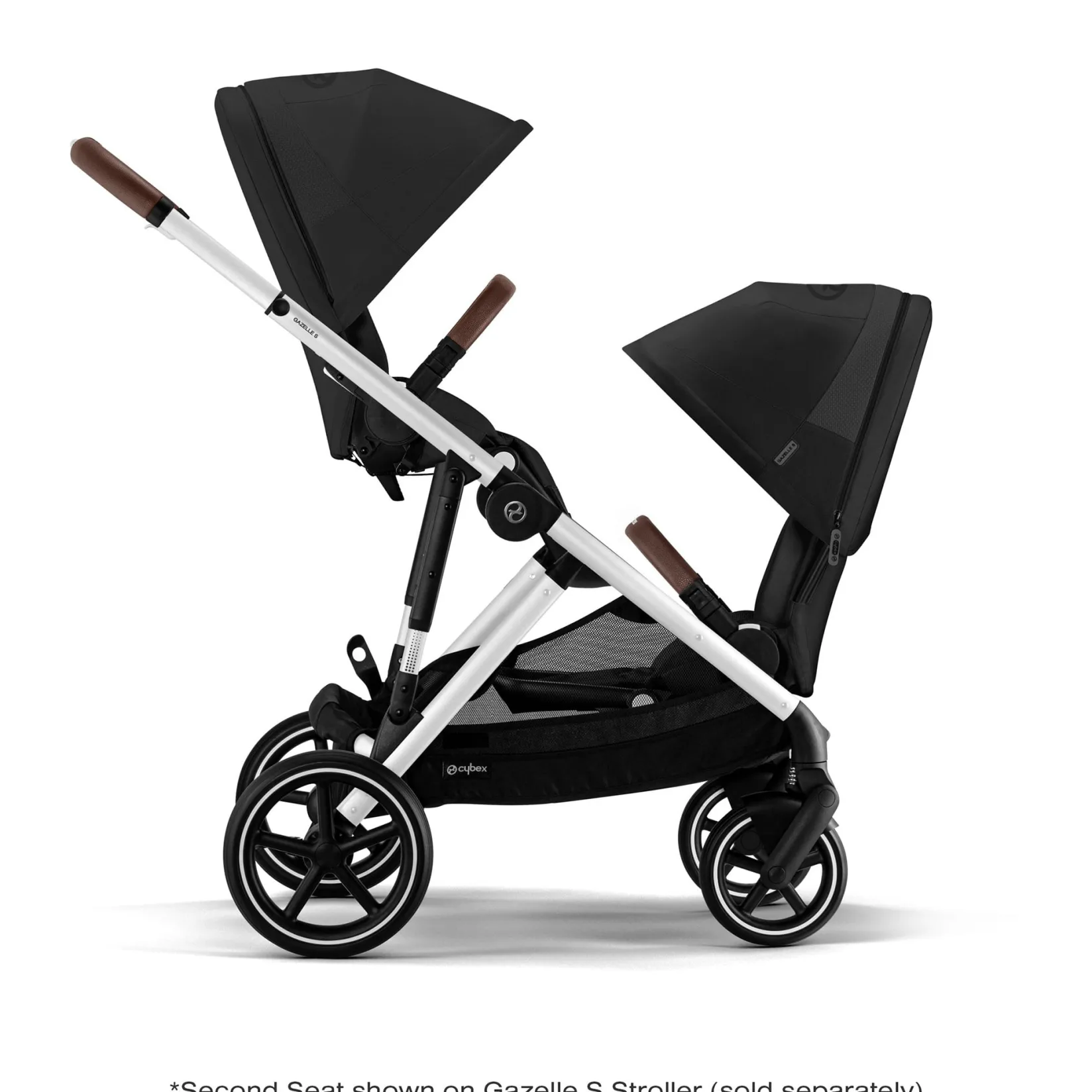Strollers|Strollers & Trailers>Cybex Gazelle S Second Seat – Moon Black with Brown Bumper Bar