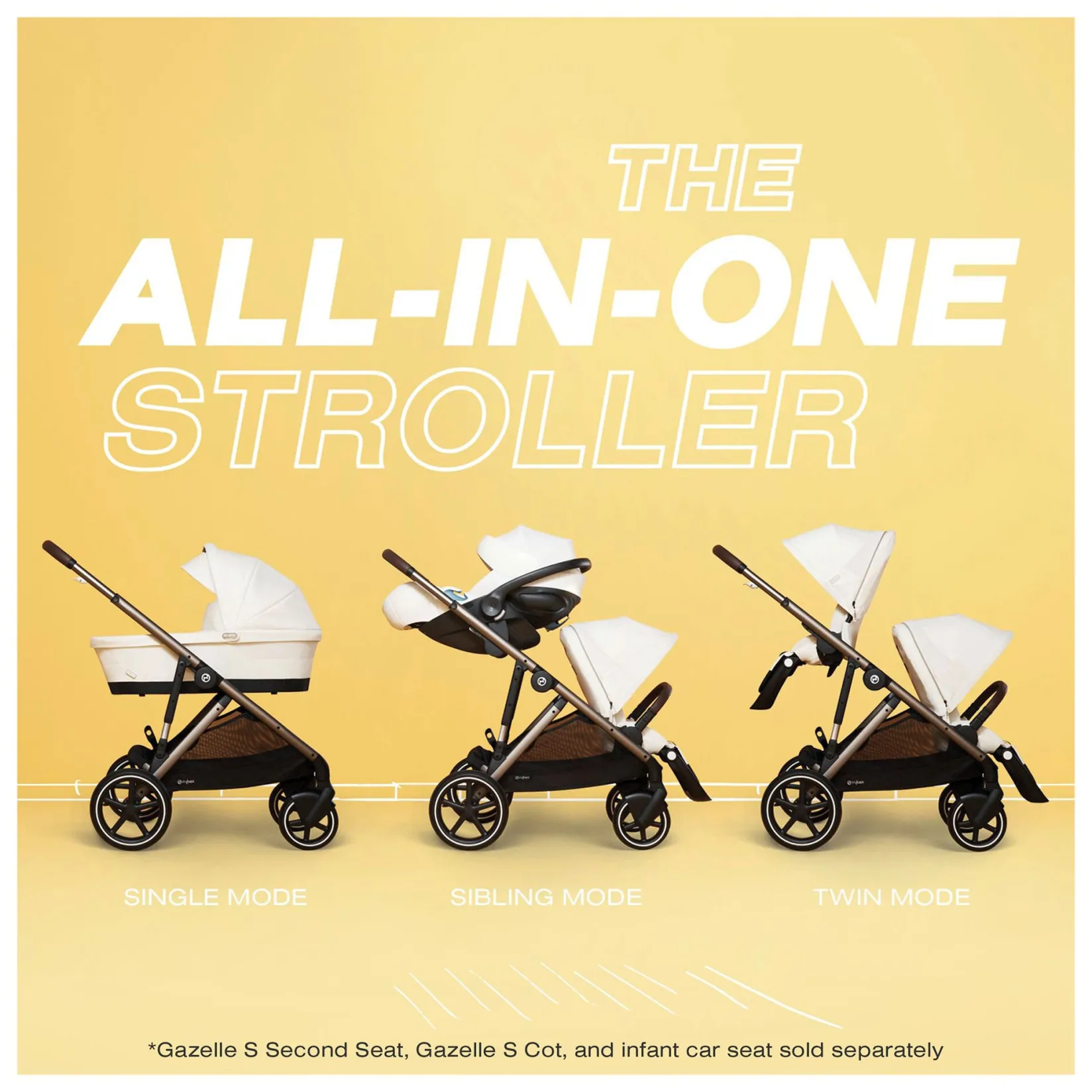 Strollers|Strollers & Trailers>Cybex Gazelle S Second Seat – Moon Black with Brown Bumper Bar