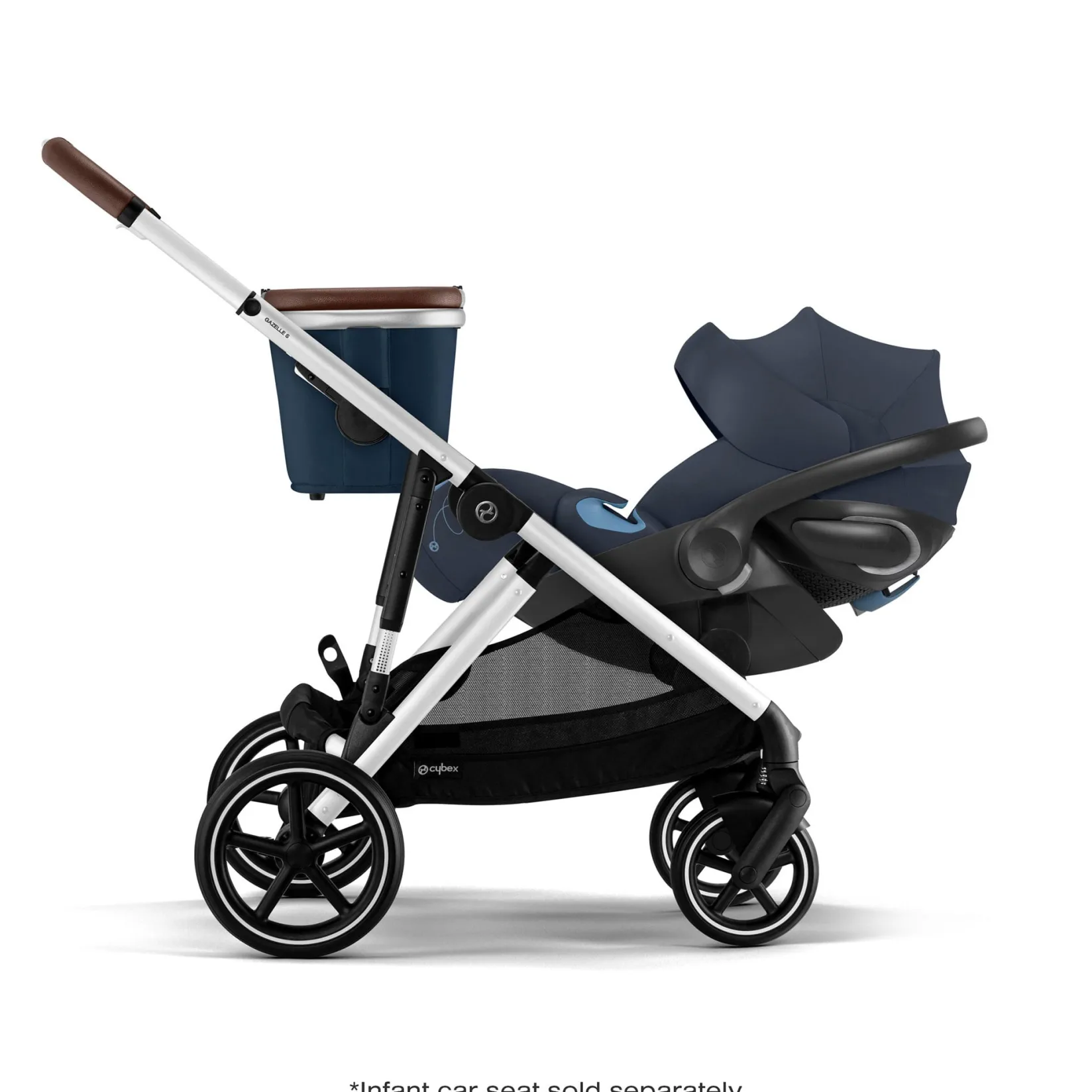 Strollers|Strollers & Trailers>Cybex Gazelle S Stroller - Silver Frame with Ocean Blue Seat