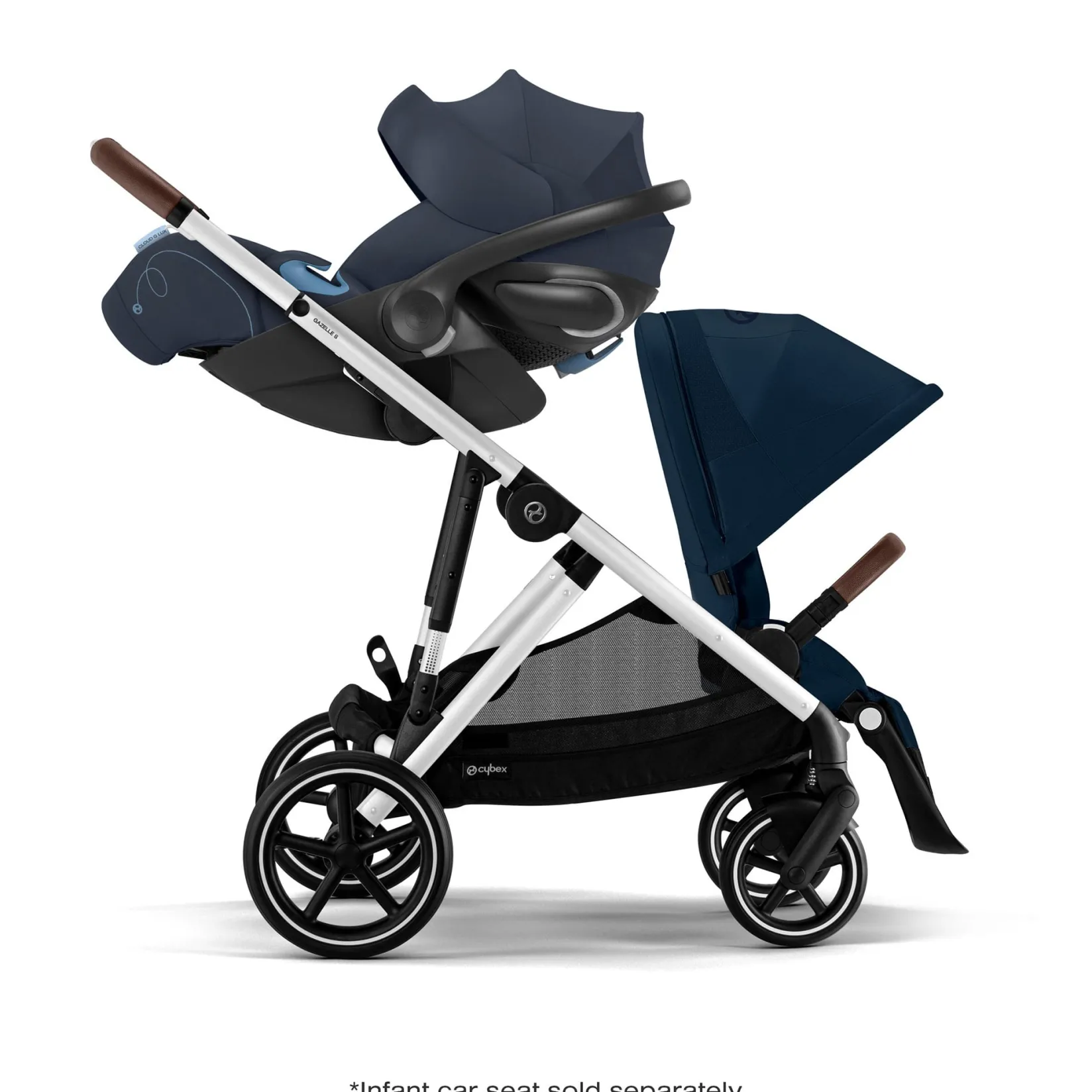 Strollers|Strollers & Trailers>Cybex Gazelle S Stroller - Silver Frame with Ocean Blue Seat