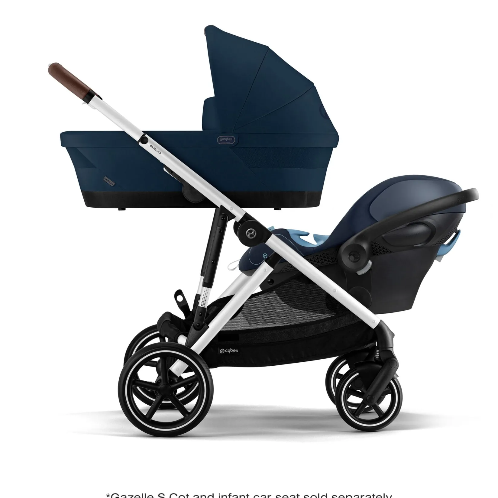 Strollers|Strollers & Trailers>Cybex Gazelle S Stroller - Silver Frame with Ocean Blue Seat