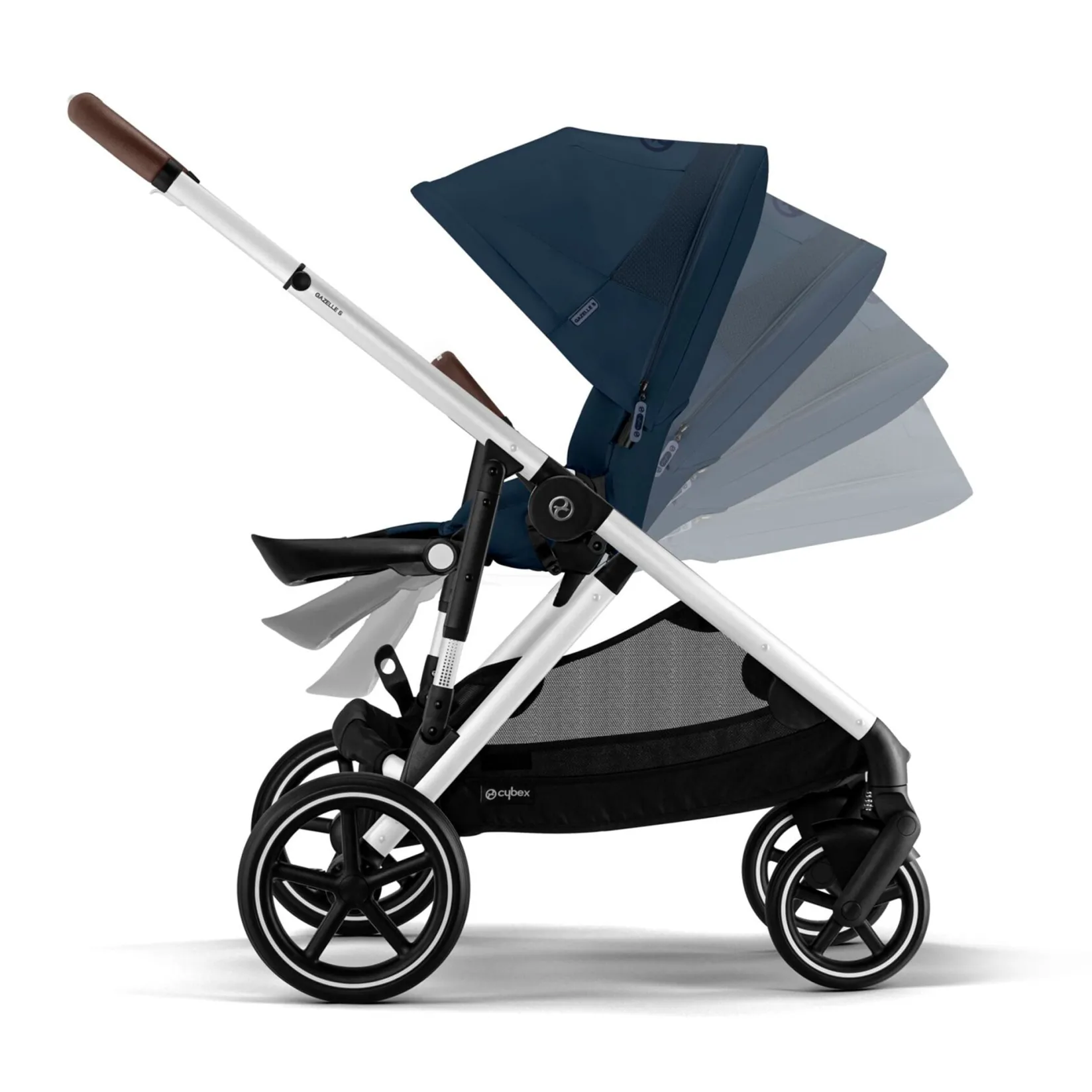 Strollers|Strollers & Trailers>Cybex Gazelle S Stroller - Silver Frame with Ocean Blue Seat