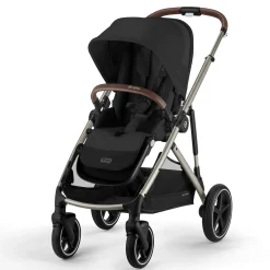 New Gazelle S Stroller - Taupe Frame with Moon Black Seat Kids Strollers|Strollers & Trailers