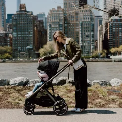 New Gazelle S Stroller - Taupe Frame with Moon Black Seat Kids Strollers|Strollers & Trailers