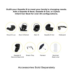 New Gazelle S Stroller - Taupe Frame with Moon Black Seat Kids Strollers|Strollers & Trailers