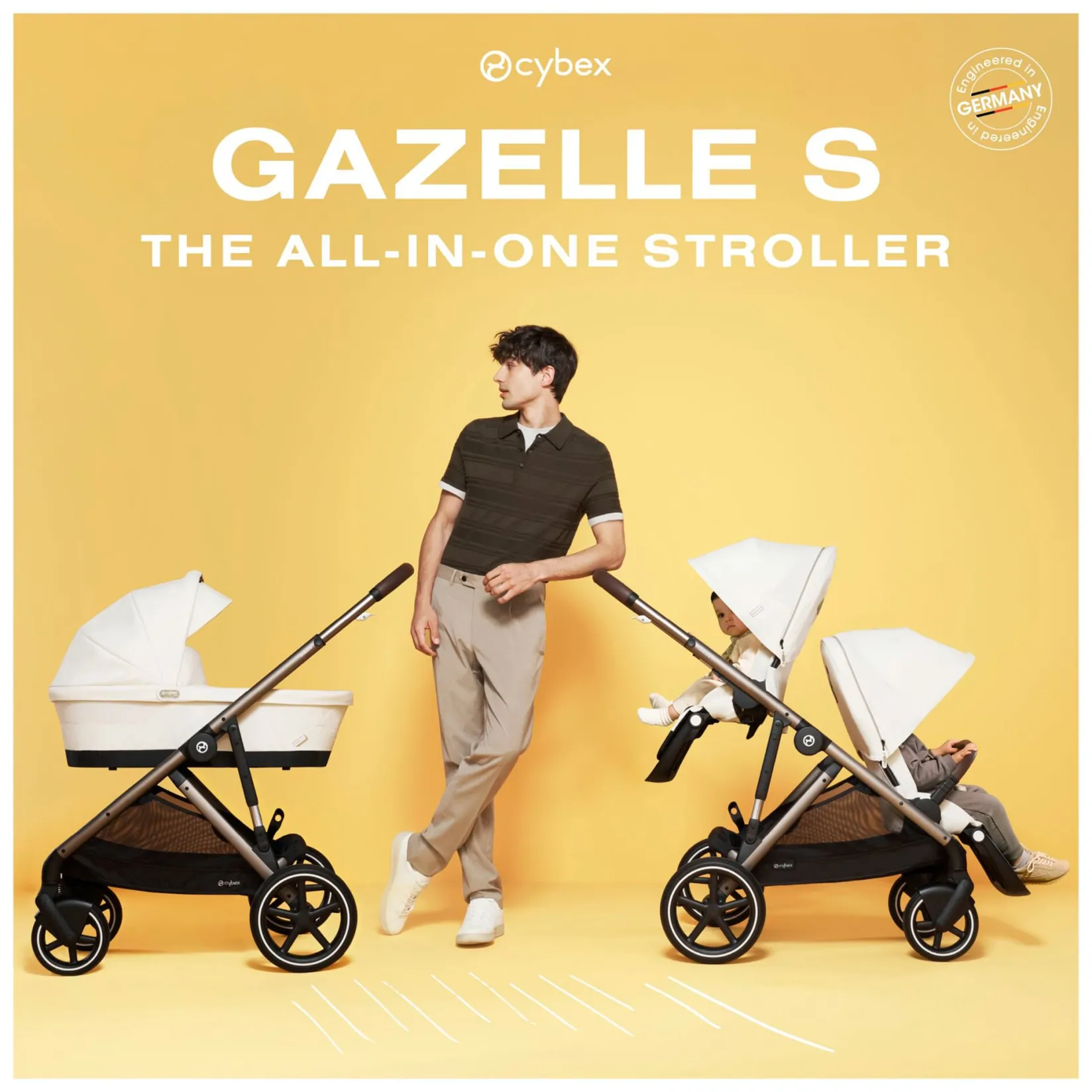 New Gazelle S Stroller - Taupe Frame with Moon Black Seat Kids Strollers|Strollers & Trailers