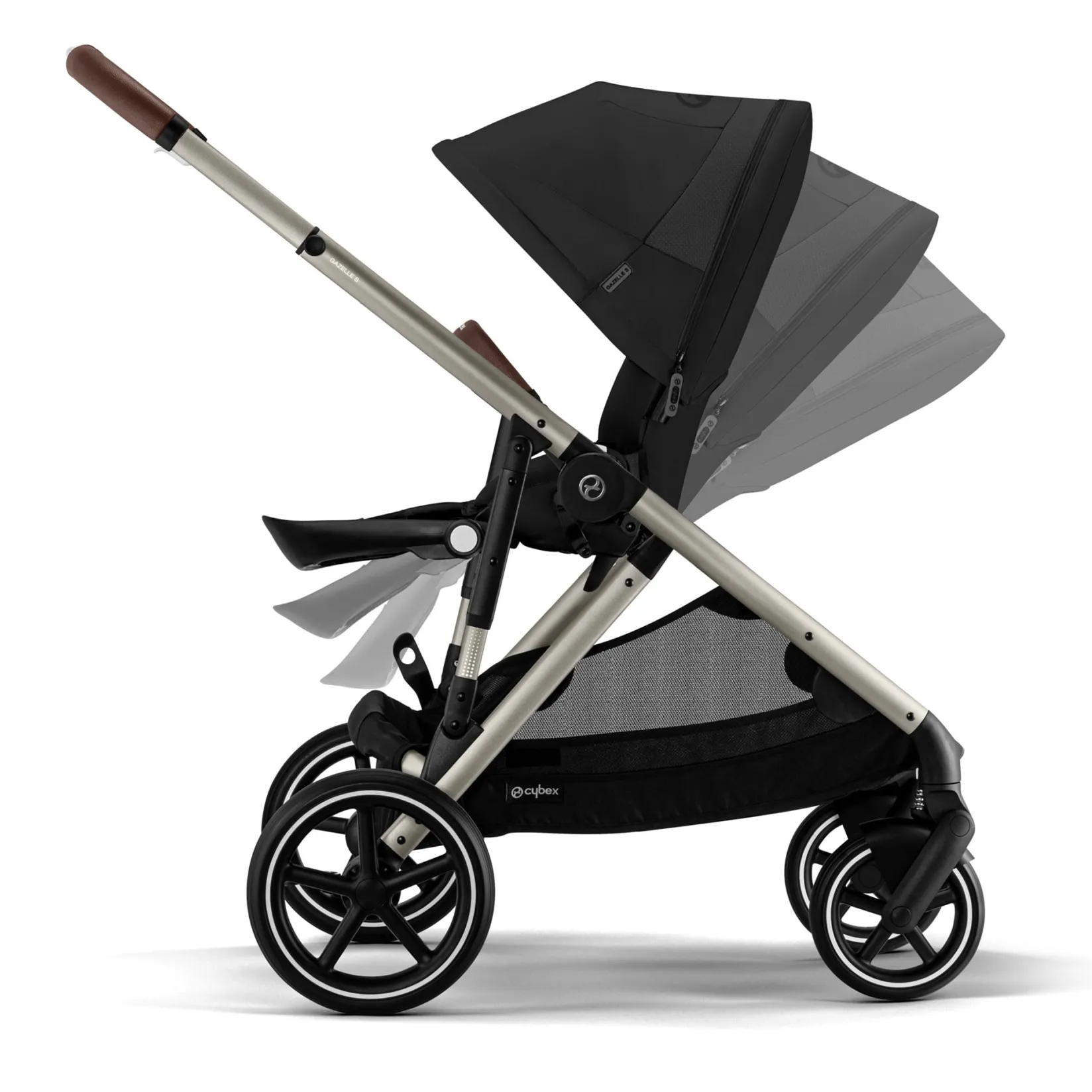 New Gazelle S Stroller - Taupe Frame with Moon Black Seat Kids Strollers|Strollers & Trailers