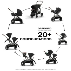 New Gazelle S Stroller - Taupe Frame with Moon Black Seat Kids Strollers|Strollers & Trailers