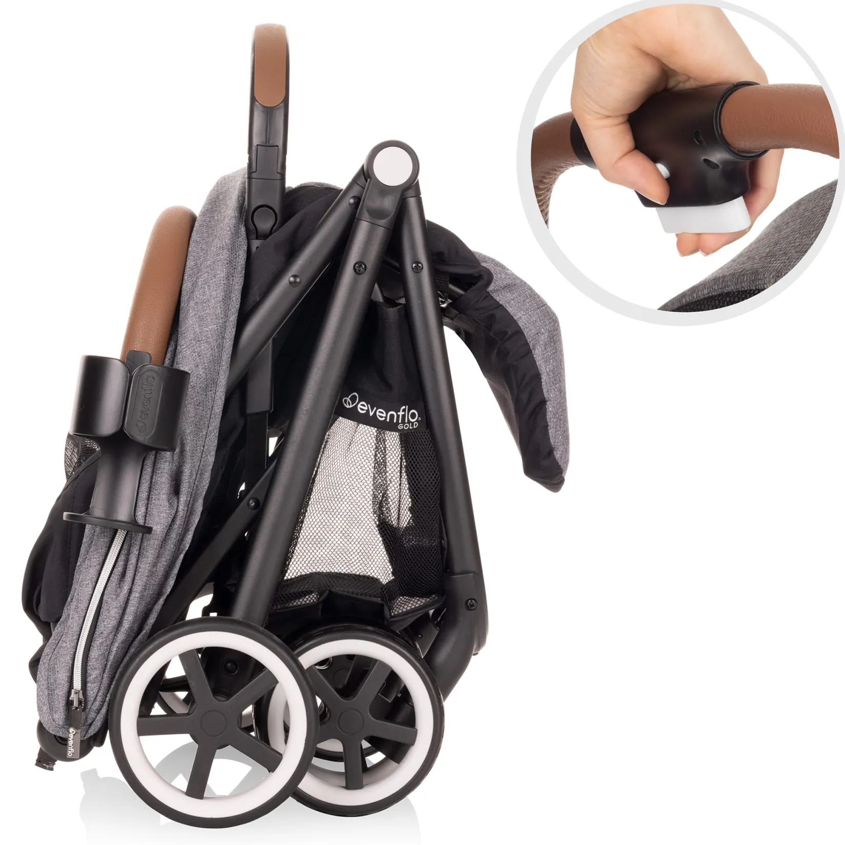 Strollers|Strollers & Trailers>Evenflo GOLD Otto Self-Folding Lightweight Travel Stroller - Moonstone Gray