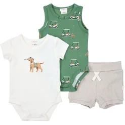 Outfit Sets>Firsts par Petit Lem Golf 3pc Short Set 3-24m Ivory