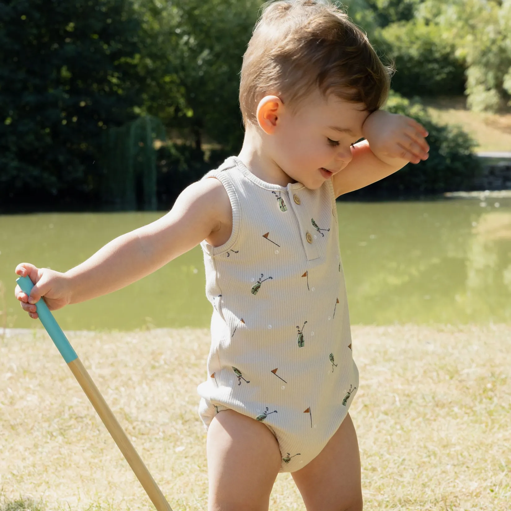 Pajamas|Pyjamas>Firsts par Petit Lem Golf Romper 3-24m Taupe