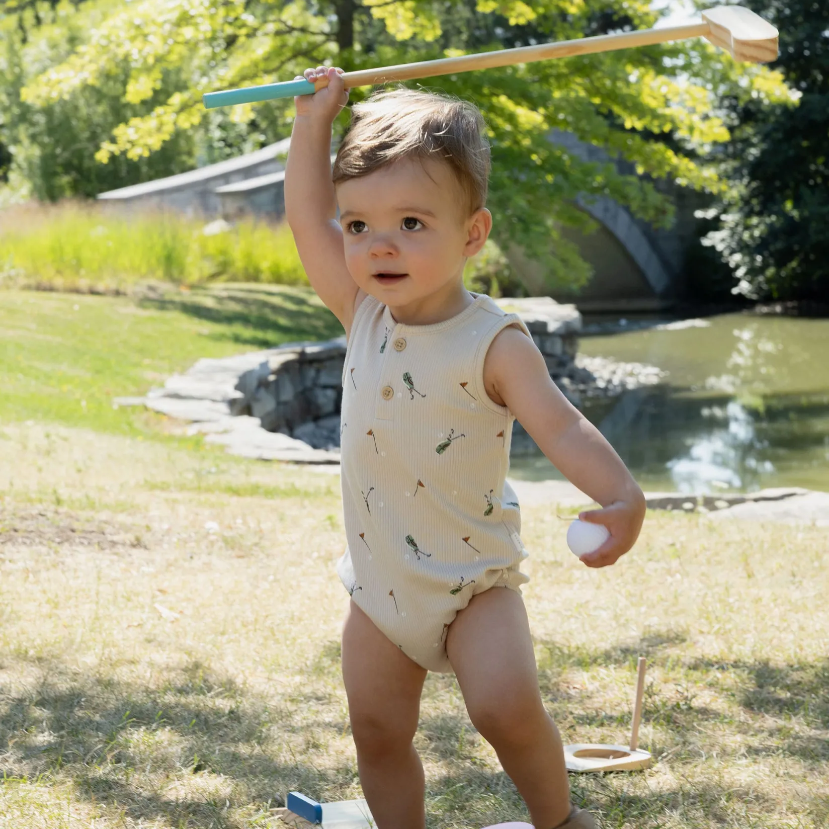 Pajamas|Pyjamas>Firsts par Petit Lem Golf Romper 3-24m Taupe