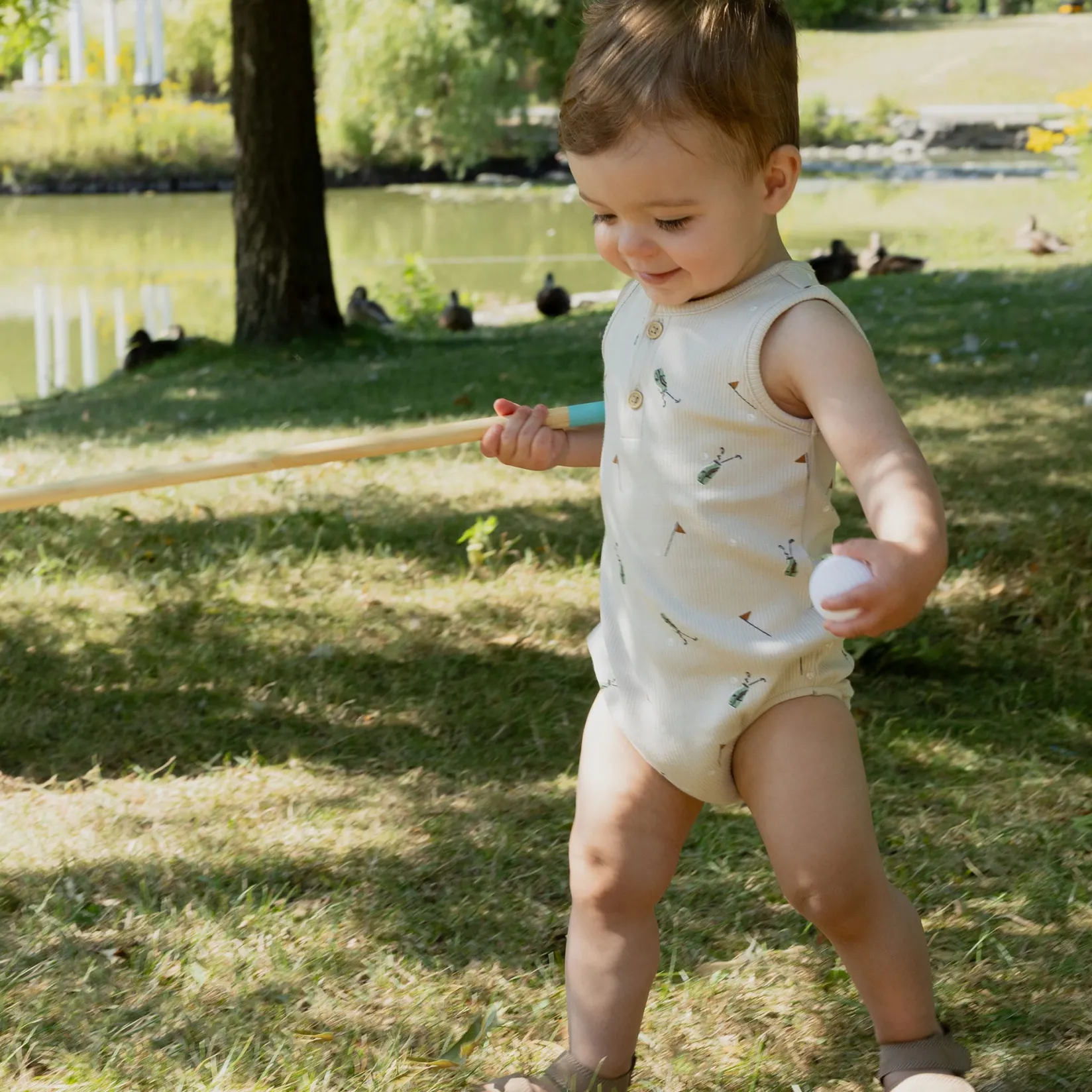 Pajamas|Pyjamas>Firsts par Petit Lem Golf Romper 3-24m Taupe