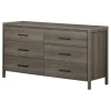 Storage Furniture>South Shore Gravity 6-Drawer Double Dresser - Gray Maple