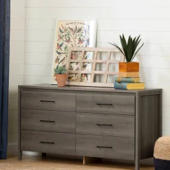 Storage Furniture>South Shore Gravity 6-Drawer Double Dresser - Gray Maple