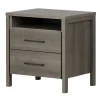 Nightstands>South Shore Gravity 2-Drawer Nightstand with Storage - Gray Maple