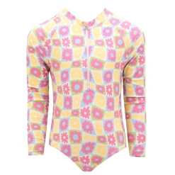 Swimsuits>Look Groovy Flowers Long Sleeves Swimsuit 2-14y Ivory